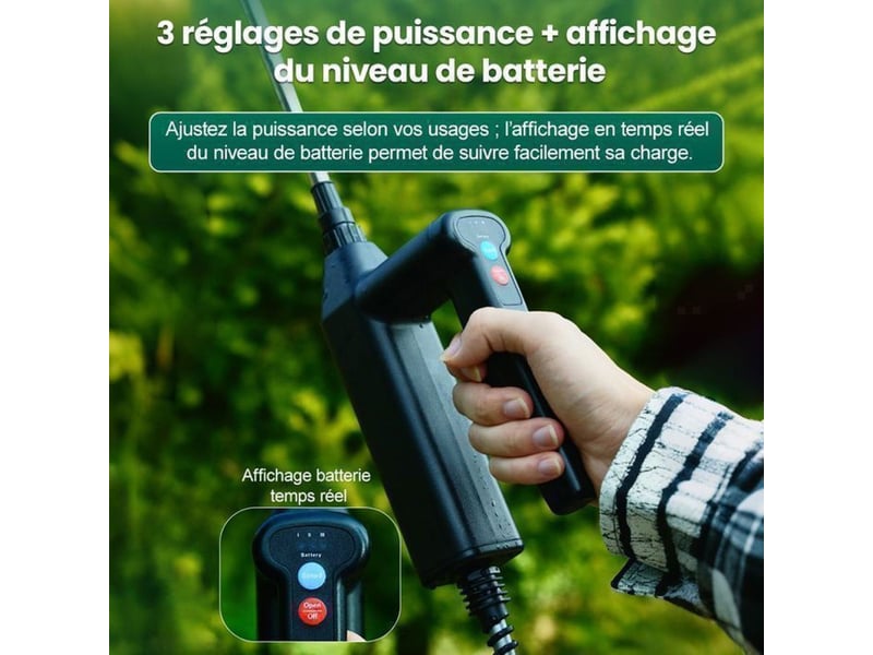 Pulvérisateur electrique jardin 5 l avec batterie rechargeable usb 3 vitesses 4 buses lance telescopique 22 a 60 cm 395393_AADBB66999_6_DROPFR - Conforama C