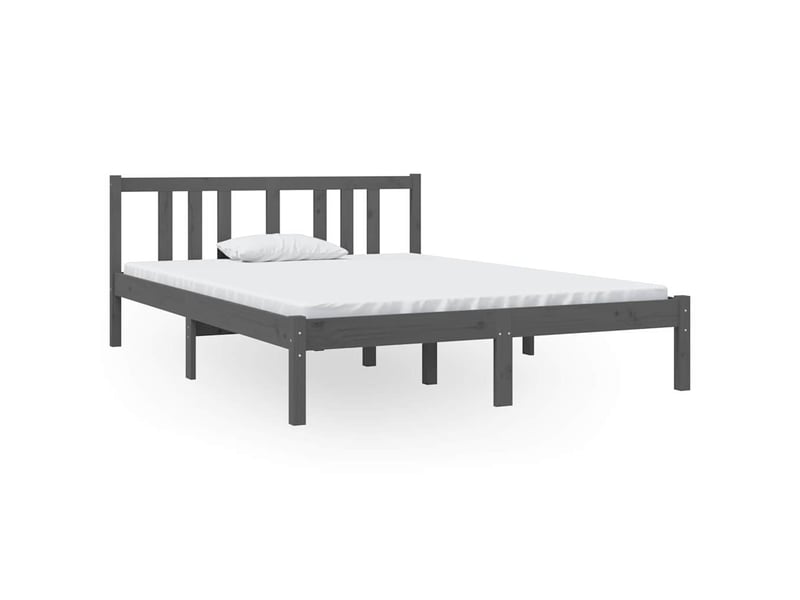  Lit double- lit adulte -  cadre de lit sans matelas gris bois massif 135x190 cm  - Conforama A