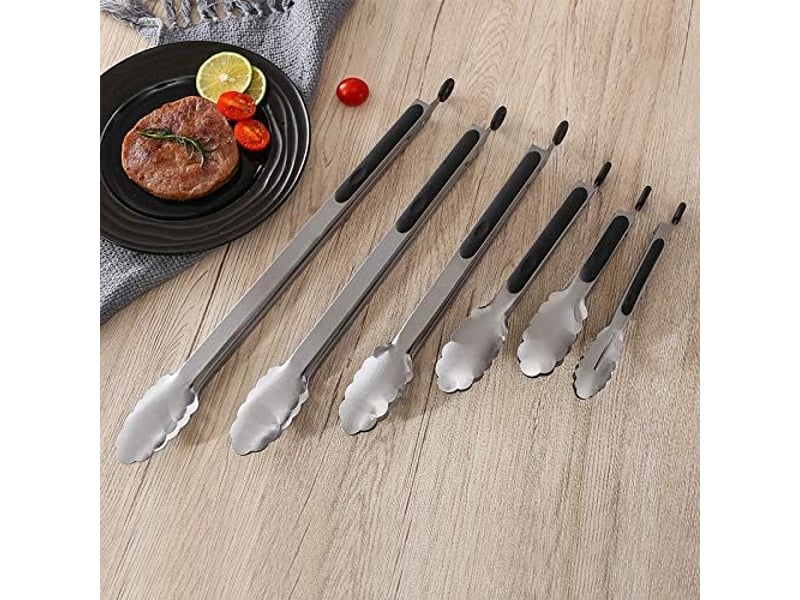  1 paire de pinces de cuisine de 34 cm - parfaites pour saisir les aliments, les salades et les grillades - black  - Conforama C