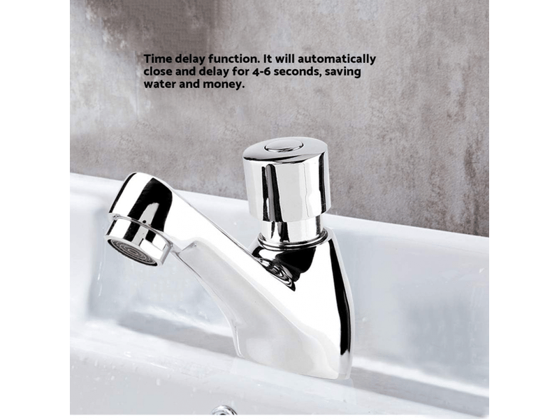 Robinet temporisé lave main lavabo robinet chromé fermeture automatique robinet d'économie d'eau robinet pour cuisine salle de bain lave-main wc - Conforama E