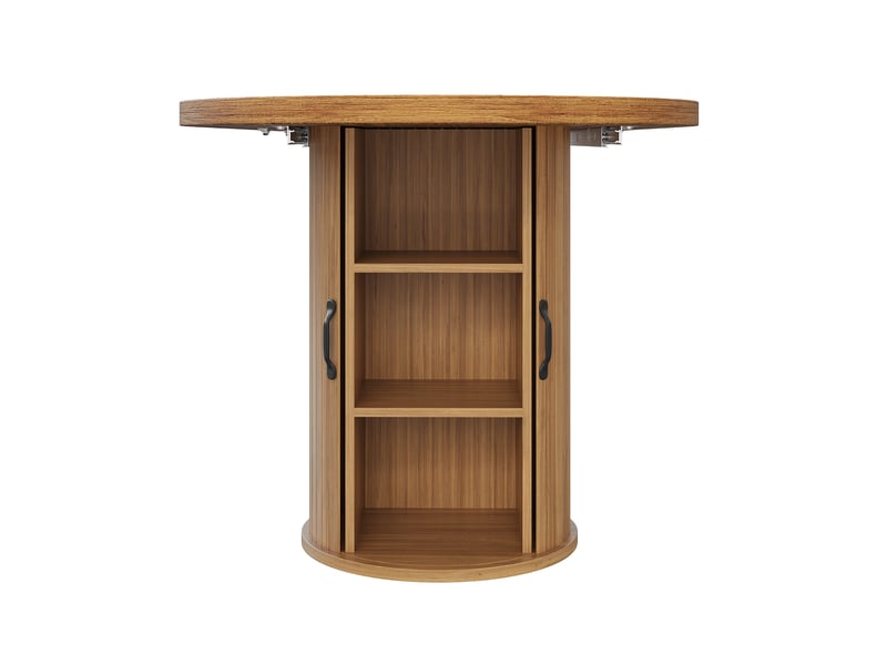 Table à manger extensible, 150 à 190 cm, rectangulaire, mdf, marron, piètement en métal stable, rangement fonctionnel - Conforama E