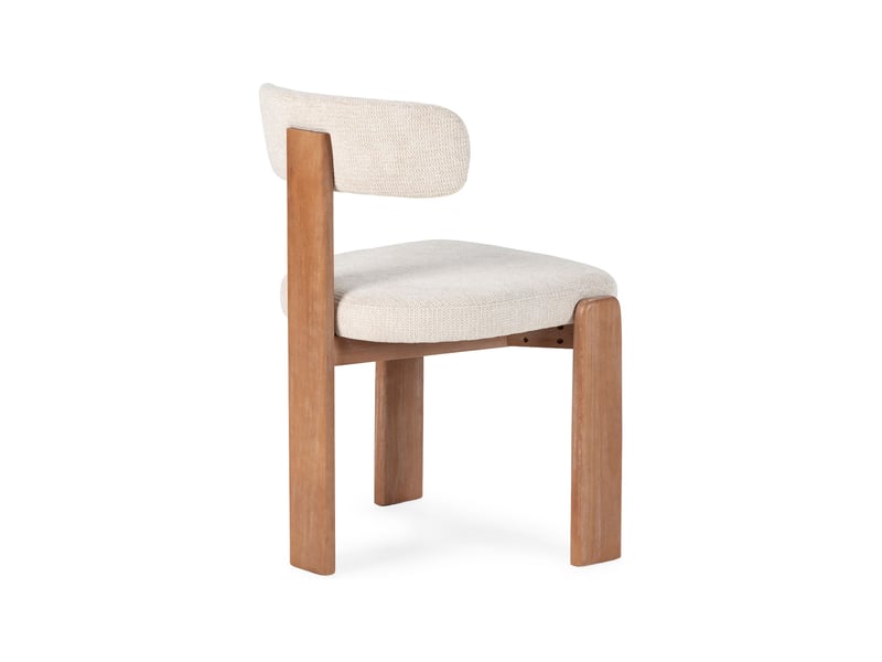  Lot de 2 chaises repas design en tissu texturé beige et bois  - Conforama E