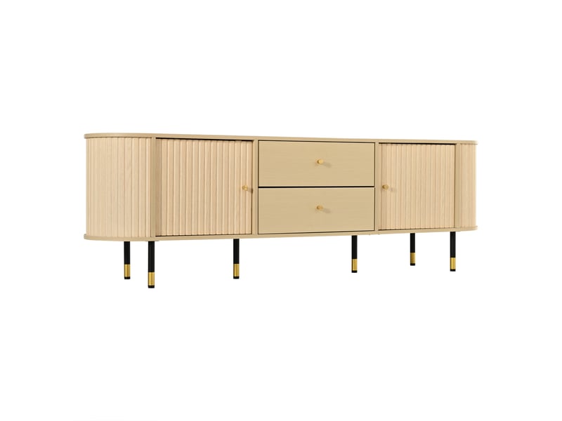  Meuble tv bas 180 cm, finition bois naturel, avec tiroir  - Conforama A