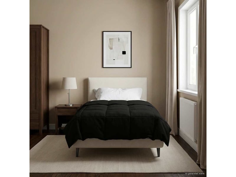  Couette - duvet d'été 155 x 200 cm été microfibre (100% polyester) noir  - Conforama B
