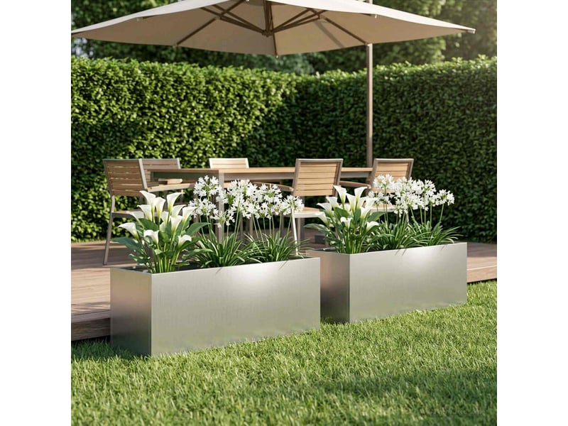 Jardinière - cache-pot de jardin 2 pcs argenté 80 x 30 x 30 cm - Conforama B