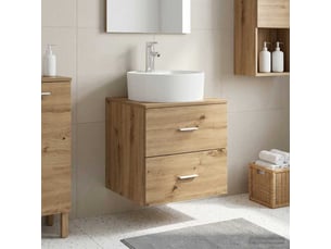 Vanité de lavabo mural, meuble de rangement chêne artisanal 49.5x44.5x65 cm shl2078