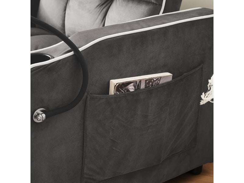  Canapé‑lit individuel 3‑en‑1 extensible 83 x 167 x 76 cm, fauteuil convertible avec porte‑gobelets et support pour téléphone Fay Lum - Conforama R