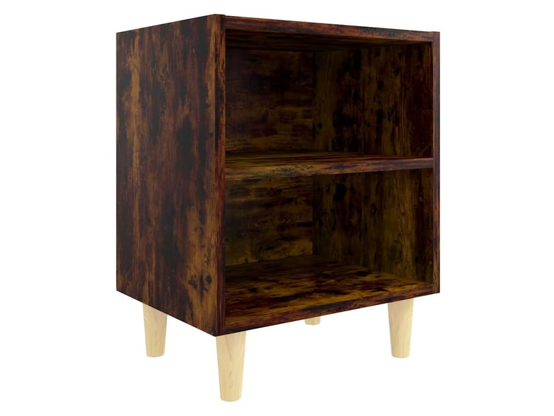  Table de chevet - cabinet de chevet - table de nuit avec pieds en bois massif chêne fumé 40x30x50cm  - Conforama A