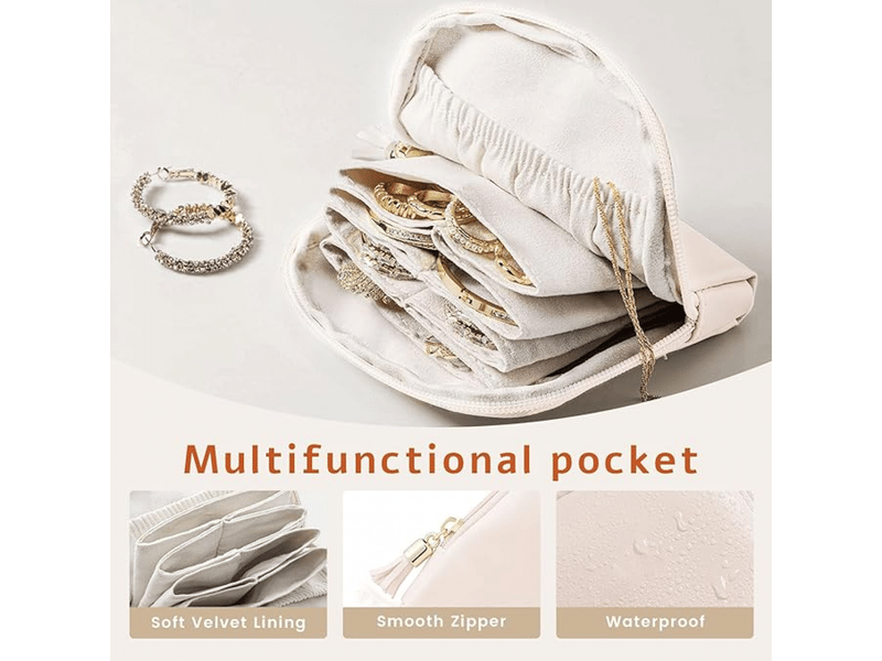 Petit organisateur de bijoux de voyage, pochette à bijoux, sac de rangement pour bracelets bagues boucles d'oreilles, trousse de voyage portable - Conforama C