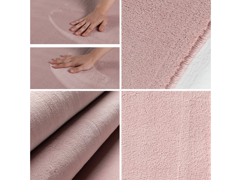 Tapis lavable rond en microfibre douce - rose poudré 120x120cm SKY1201205400ROSE - Conforama C