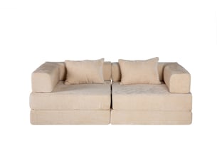 Canapé convertible 2 places - 200x100x63cm - canapé lit modulaire tissu chenille matelas ressorts ensachés - beige