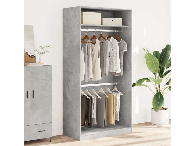  Garde-robe chambre, armoire de rangement gris béton 100x50x200 cm aggloméré  - Conforama C