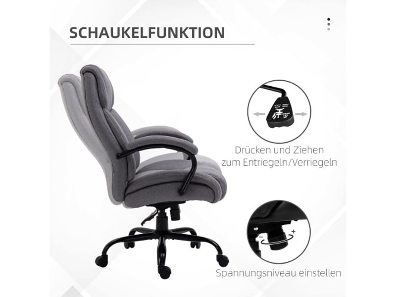  Chaise de bureau ergonomique pivotante, style gaming, rembourrage épais, inclinable, charge 220 kg  - Conforama D
