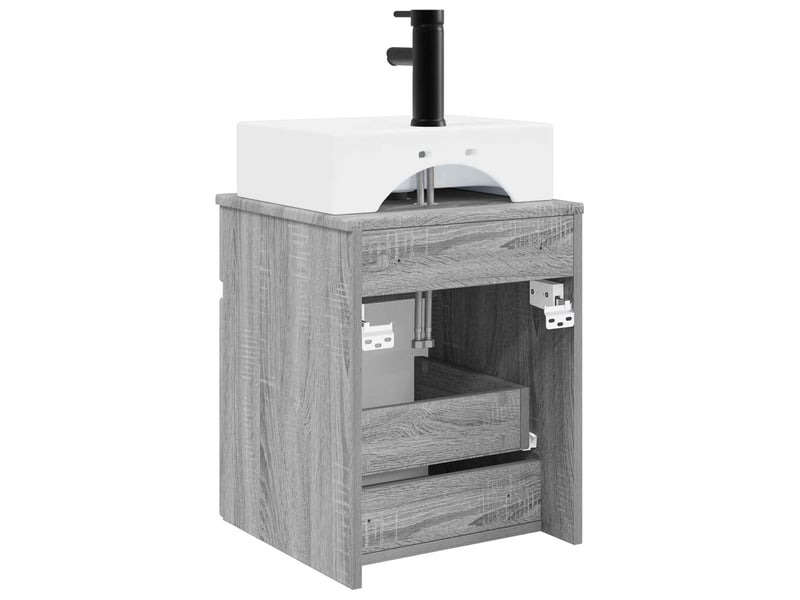  Meuble-sèche avec évier mural sonoma gris 39x41x62.5 cm  - Conforama D
