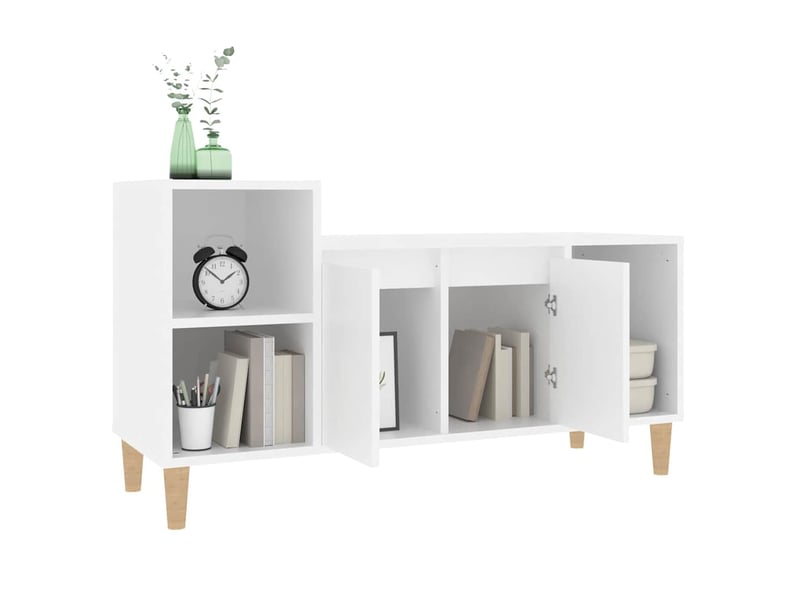  Meuble tv - banc tv - meuble de rangement blanc 100x35x55 cm bois d'ingénierie  - Conforama D