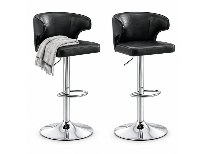  Lot de 2 tabourets de bar réglables,49,7x45x85-110 cm,pivotants,pu,noir  - Conforama A