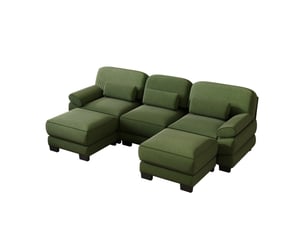 Canapé modulable,265x161x94 cm,3 places avec 2 poufs,velours côtelé,vert