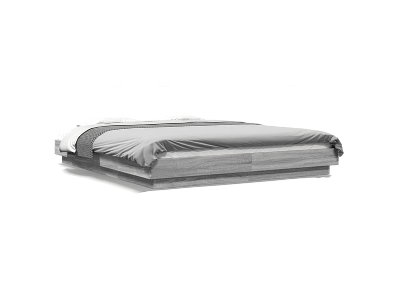 Lit double- lit adulte - cadre de lit et lumières led sans matelas sonoma gris 150x200cm - Conforama A