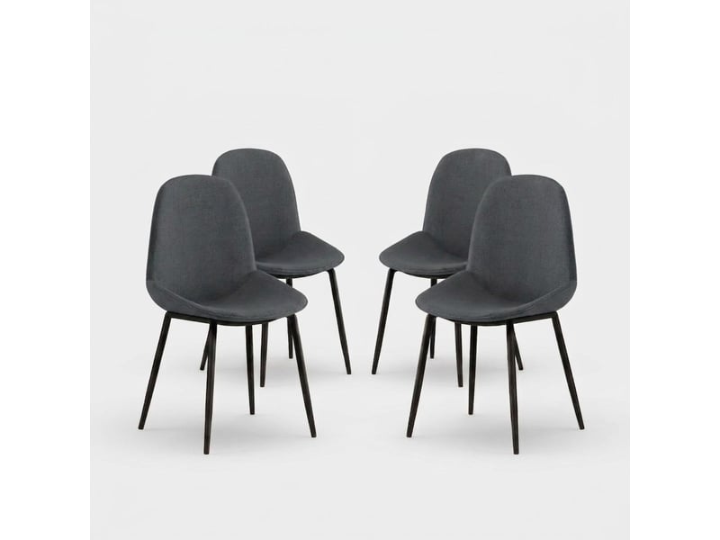  Lot de 4 chaises de salle à manger rembourrées en tissu adhara - gris foncé  - Conforama A