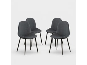 Lot de 4 chaises de salle à manger rembourrées en tissu adhara - gris foncé