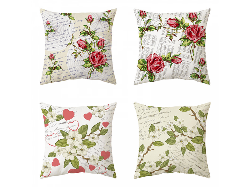  Lot de 4 housses de coussin florales 45 x 45 cm, carrées noires, 18 x 18 cm, lot de 4 pour extérieur, terrasse, jardin, salon, canapé, décoration de f  - Conforama A