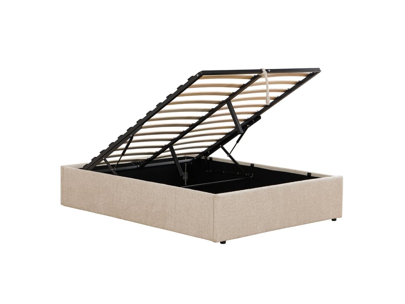  Lit coffre 140x190 sherpa beige terre de nuit  - Conforama E