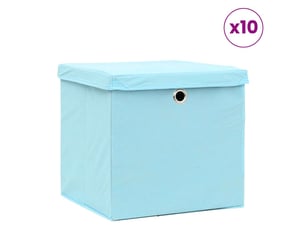 Boîtes de rangement et couvercles 10 pcs bleu 32x32x32 cm tissu