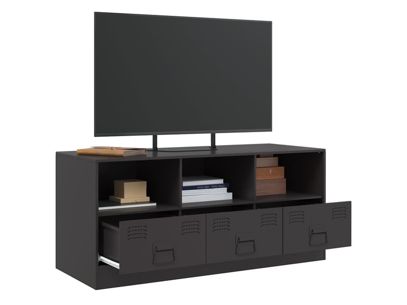  Meuble tv - banc tv - meuble de rangement noir 99x39x44 cm acier  - Conforama E