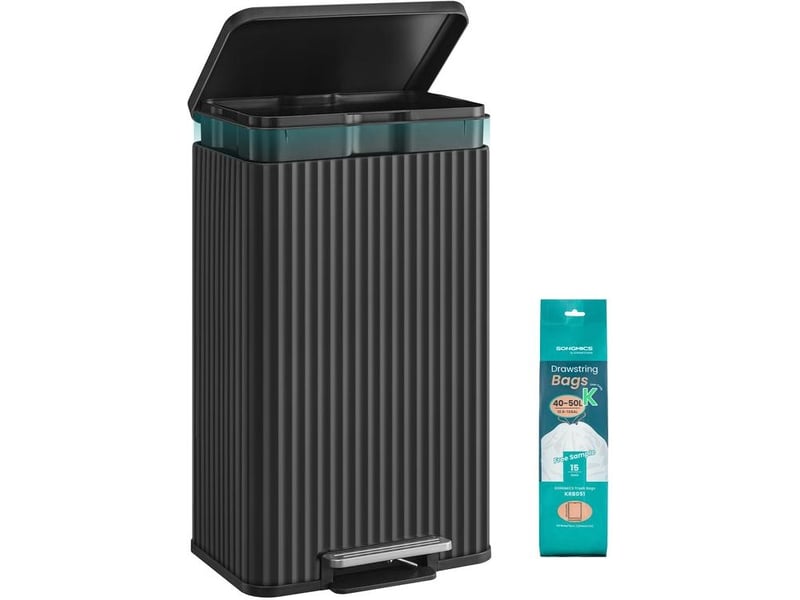  Poubelle de cuisine 50 l avec pédale fermeture douce seau intérieur amovible 40,3 x 33,6 x 62,5 cm en acier noir 12_0013008  - Conforama A