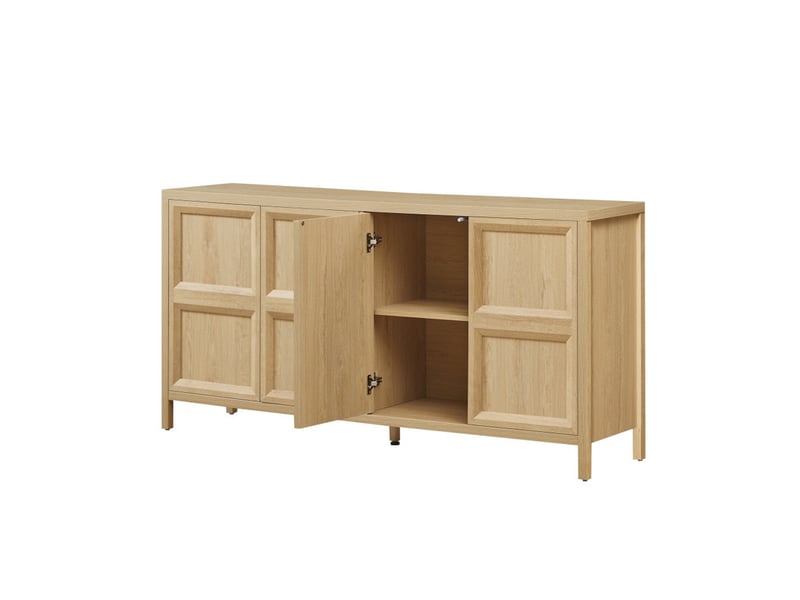  Buffet, 160 x 40 x 80 cm, armoire de rangement avec ouverture tip-on, commode, marron  - Conforama A