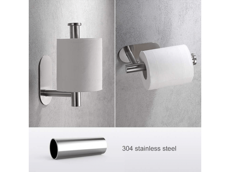  Porte-papier toilette mural en acier inoxydable 304, sans perçage, gris  - Conforama C