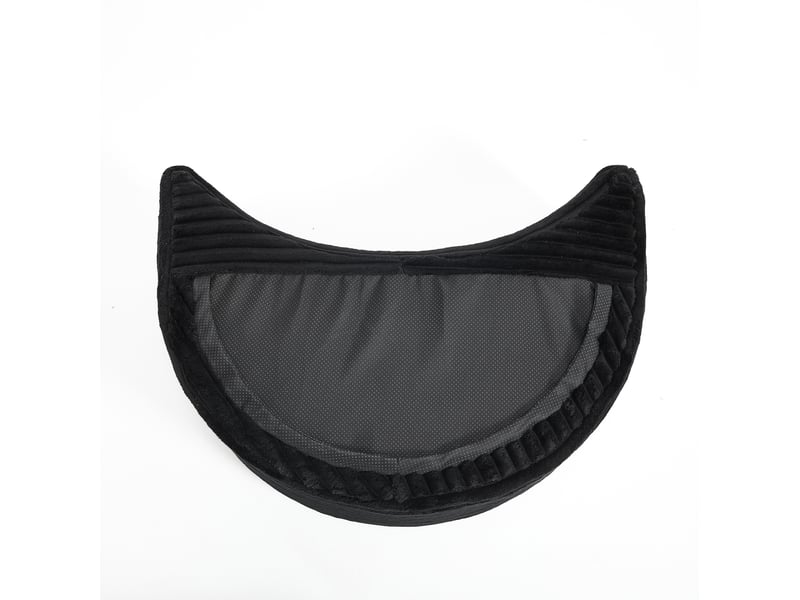  Fauteuil rond en velours côtelé noir avec 5 coussins et repose-pieds, idéal pour le salon et la détente  - Conforama D