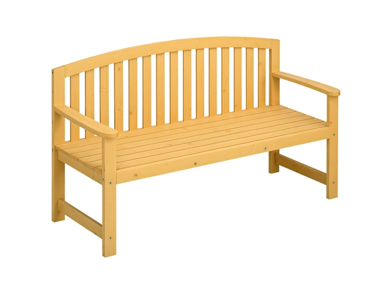  Banc de jardin 2 places en bois, résistant aux intempéries, avec dossier, charge maximale 240 kg, 140 x 50 x 85 cm, orange  - Conforama A