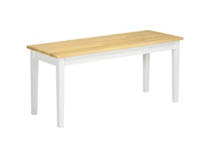 Banc 2 places 102 x 36 x 45 cm – naturel et blanc – en bois de pin, charge 220 kg