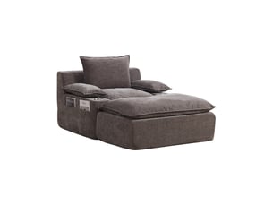 Fauteuil de relaxation convertible avec pouf ottoman 113x93x81cm - avec 4 coussins, porte-gobelets et poches de rangement - chenille - anthracite