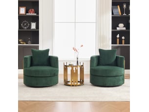 Fauteuil fixe pivotant <strong>MODENVIE</strong> <strong></strong> Velours côtelé vert vendu A l'unité