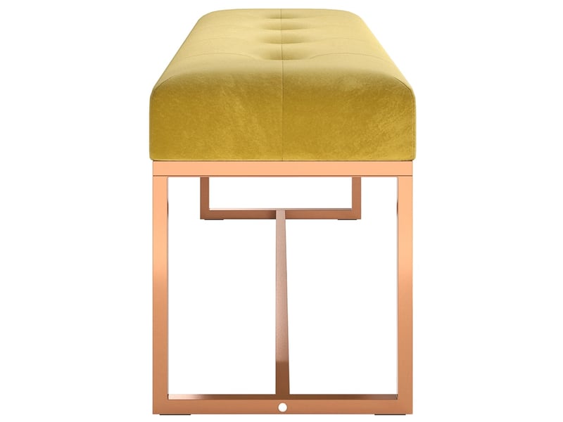  Banc chambre, banc de lit jaune moutarde 110x36x45 cm velours  - Conforama D