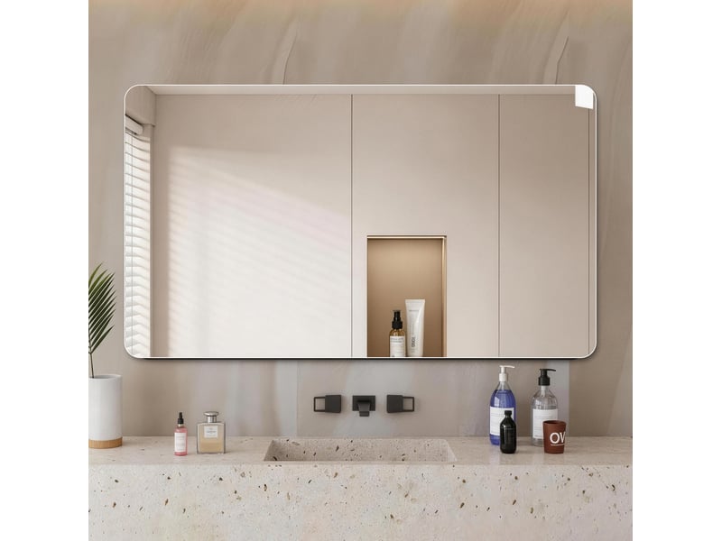  Miroir de salle de bains 60x100 cm sans cadre, angles arrondis, miroir argenté 5 mm  - Conforama C