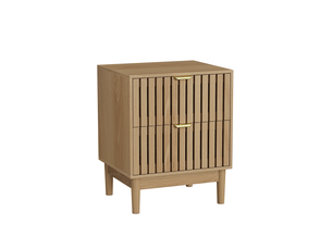 Table de chevet 45x39x56,5 cm 2 tiroirs décor chêne clair