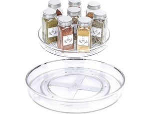 2 pcs plateau tournant 360° lazy plateau porte-épices - rond rangement epices rotatif - cuisine organisateur d'étagère de placard pour réfrigérateur