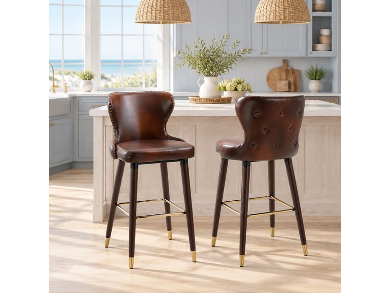 Tabourets de bar lot de 2 avec dossier bas et repose-pieds evryae - Conforama C