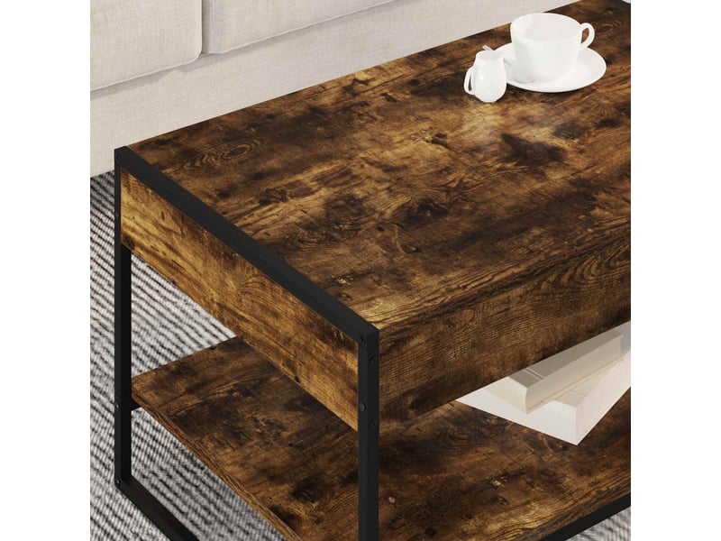  Table basse - table de salon - table à thé chêne fumé 80 x 50 x 40 cm bois d'ingénierie  - Conforama D