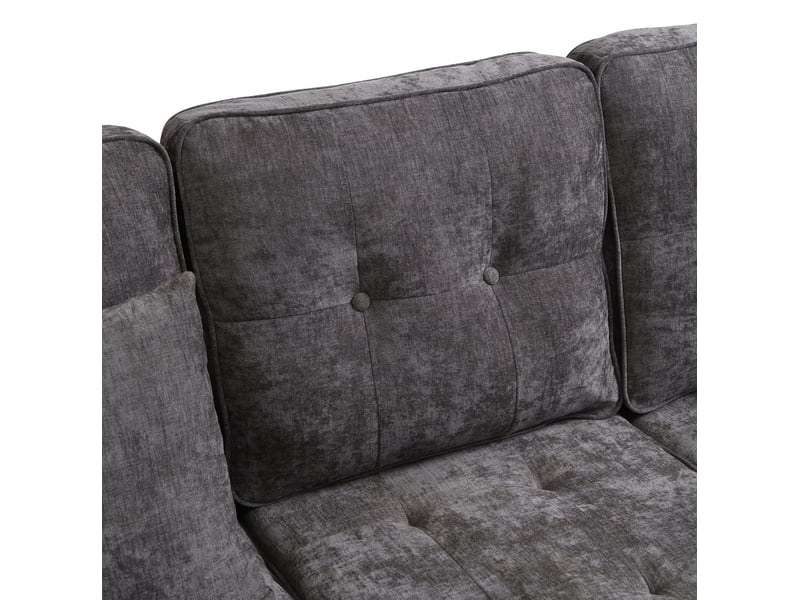 Canapé d’angle 3 places 195x149x86 cm modulable structure en bois gris antique - Conforama D