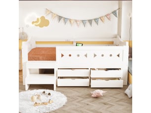 Lit avec rangement 90x200 cm <strong>DZMDIP</strong>  <strong></strong> coloris blanc