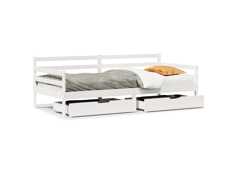  Lit simple- lit adulte -  lit de jour et tiroirs sans matelas blanc 90x200 cm bois massif  - Conforama A