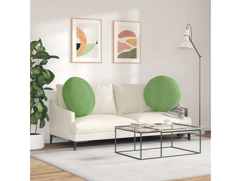  Lot de 2 coussins de siège, coussins décoratifs velours vert clair ø60 x 21 cm cf59917  - Conforama D
