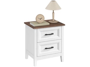 Table de chevet style rustique avec 2 tiroirs, table de salonchambre, 45 x 30 x 50 cm, blanche