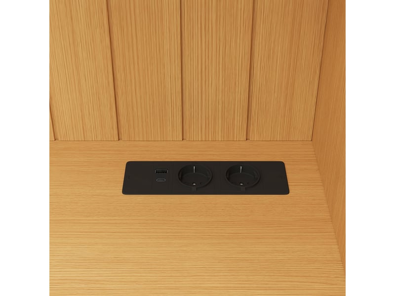 Armoire de cuisine Buffet haut salle a manger avec prises et ports usb vaisselier portes vitrees meuble rangement cuisine - Conforama R