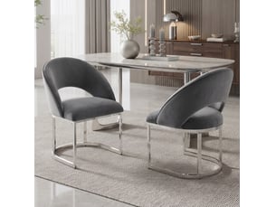 2 chaises d'appoint pour salle à manger, confortables et respirantes, adaptées aux restaurants, salons, cafés et autres lieux, style moderne, pieds argentés, tissu velours, gris + argent