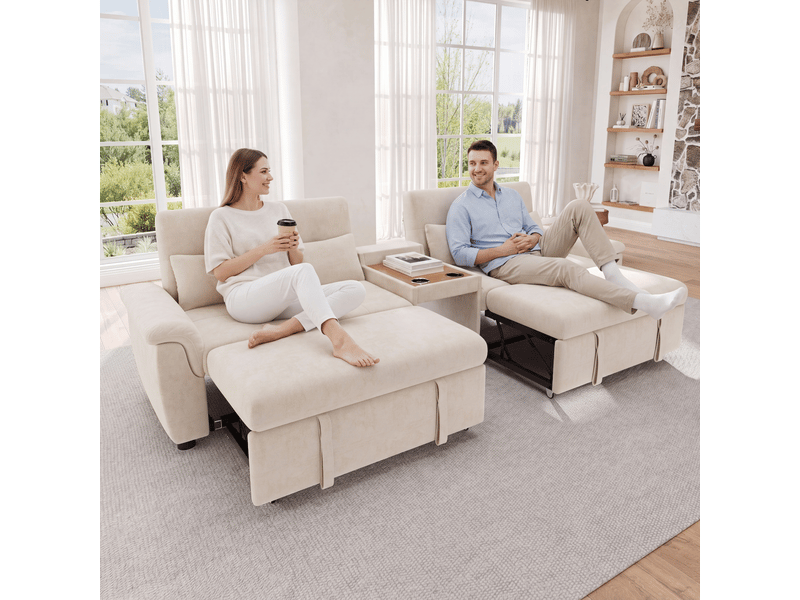  Canapé-lit en u convertible - double couchage escamotable - dossier réglable 3 positions 284x138x89cm - Conforama D